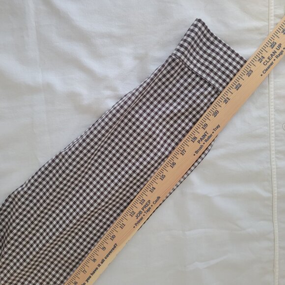 Brown White Gingham Plaid Blouse Liz & Co. Womens Long Sleeve Size XL - Picture 15 of 15